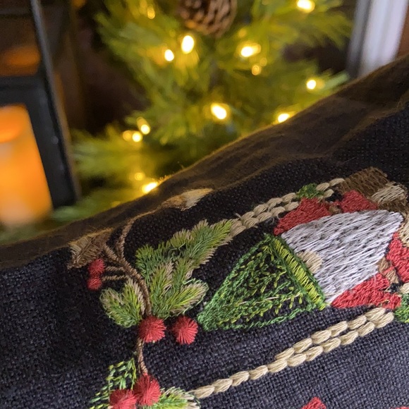 Pottery Barn Holiday Swinging Gnome Embroidered Cotton Gifting Wine Bag Cozy - Picture 10 of 14